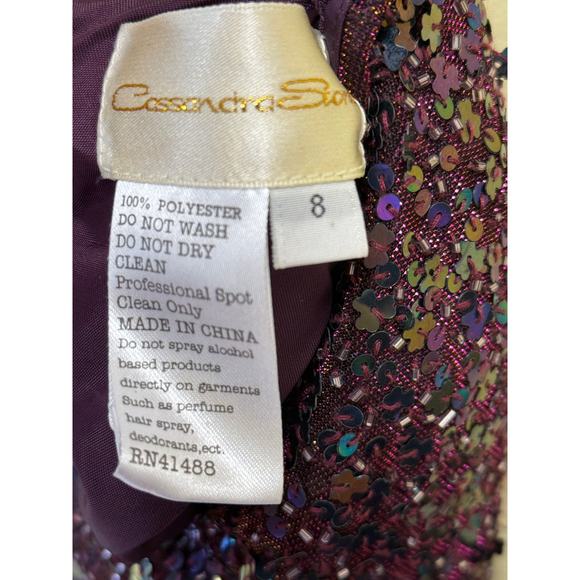 Cassandra Stone Plum Shimmering Sequin Bust Gown with Lace-Up Back – Size 8 - Picture 4 of 4